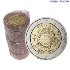 Netherlands 2012 (2 Euro x25 coins) "10 years of the Euro" (*not Mint roll)