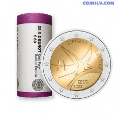 Estonia 2 euro roll 2023 "The Estonian national bird – the barn swallow" (x25 coins)