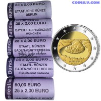 *PRESALE* Germany 2 Euro roll set ADFGJ 2025 Saarland "The Great Bend in the Saar" (5x25 coins)