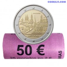 2 euro roll Lithuania 2026 Kaunas 25 coins UNC