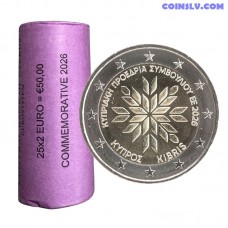 Cyprus 2 Euro Roll 2026 - Presidency of the Council of the EU (25 Coins UNC)
