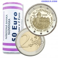 Словакия 2 Евро 2026 ролл Тренчин Европейская столица культуры 25 монет UNC