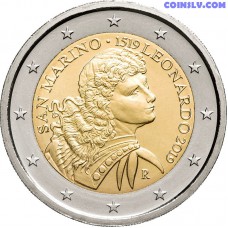 *2 Euro San Marino 2019 "Leonardo da Vinci" (*without packing, only coin!)