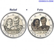 2 Euro Luxembourg 2021 - Marriage of Grand Duke Henri (relief+foto)