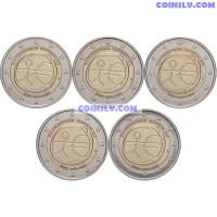 5 x 2 Euro Germany 2009 "10 years of Economic and monetary union" (ADFGJ)