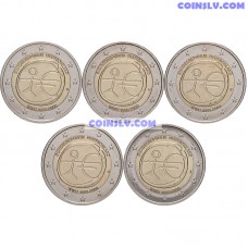 5 x 2 Euro Germany 2009 "10 years of Economic and monetary union" (ADFGJ)