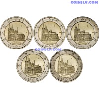 5 x 2 Euro Germany 2011 "Northrhine-Westphalia "Köln cathedral"" (ADFGJ)