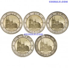 5 x 2 Euro Germany 2011 "Northrhine-Westphalia "Köln cathedral"" (ADFGJ)