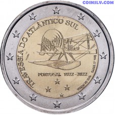 2 Euro Portugal 2022 - 100th anniversary of the crossing of the South Atlantic Ocean by air
