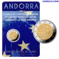 2 Euro Andorra 2022 "10 years of the entry into force of the Monetary Agreement between Andorra and the EU"
