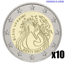 2 Euro Estonia 2022 "Slava Ukraini - Ukraine Freedom" (x10 coins)