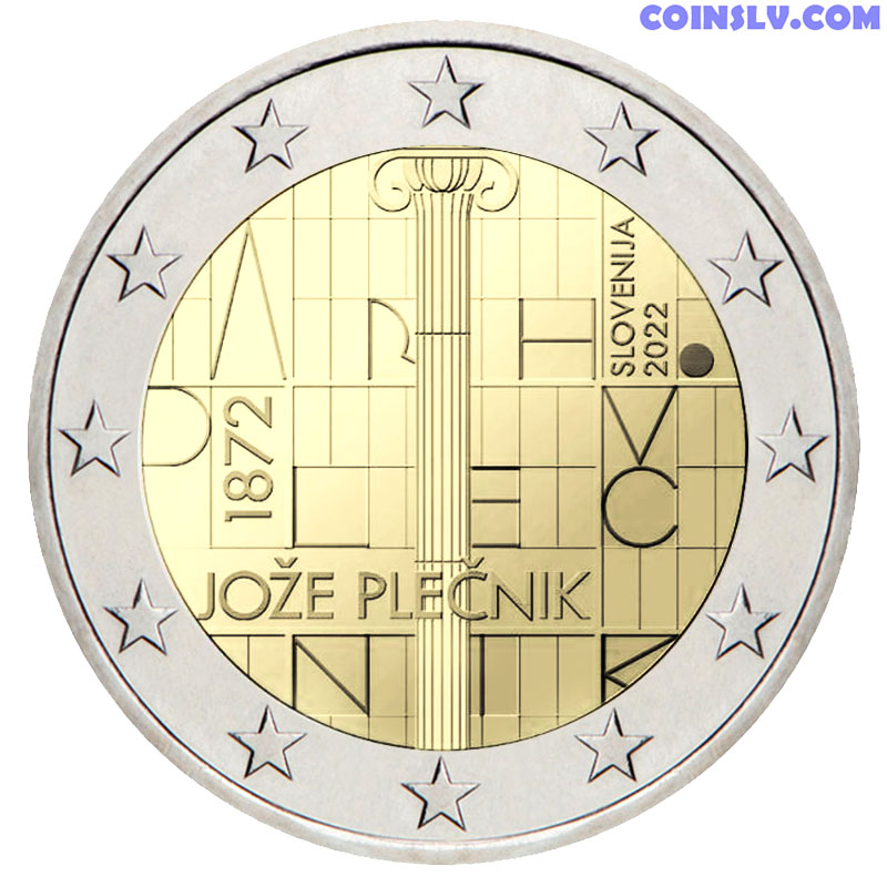 2 euro Slovenia 2022 150° anniversario della nascita dell'architetto Jože  Plecnik 2022 - Euro commemorativi, monete e francobolli rari -  EuroAnticaPorta