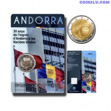 2 Euro Coincard Andorra 2023 "30 years of Andorra's membership of the UN"