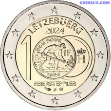 2 Euro Luxembourg 2024 "100 years Franc coins bearing the image of the Feierstëppler"