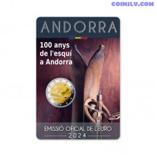 2 Euro Coincard Andorra 2024 "Centenary of skiing in Andorra"