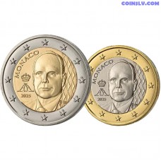 Monako 1 eiro un 2 eiro 2025 jauns nacionālais dizains princis Alberts II