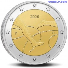 2 Eiro Somija 2025 - Somijas–Zviedrijas vieglatlētikas mačs 100 gadi monēta