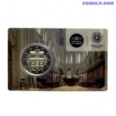 France 2 Euro 2025 Notre Dame de Paris BU Coincard commemorative coin