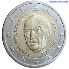 Piemiņas 2 Eiro Vācija 2026 UNC - Konrad Adenaue (A, Berlīne) Piemiņas 2 Eiro Vācija 2026 UNC - Konrad Adenauer (A, Berlīne)
