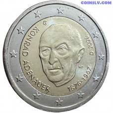 Vācija 2 Euro 2026 UNC monēta G Karlsrūē ar Konrada Adenauera portretu