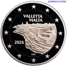 malta 2 eiro 2026 valletta proof moneta kastite sertifikats