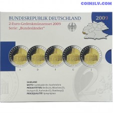 2009 Germany Saarland Ludwigskirche 2 Euro Proof Set A D F G J