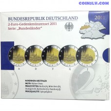 5× 2 eiro Vācija 2011 Kolnas katedrāle Proof A D F G J