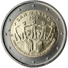 *2 euro San Marino 2008 "European Year of Intercultural Dialogue" (*without packing, only coin!)
