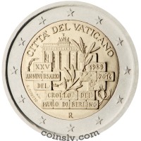 *2 Euro Vatican 2014 "25th anniversary of the fall of the Berlin Wall" (*without packing, only coin!)