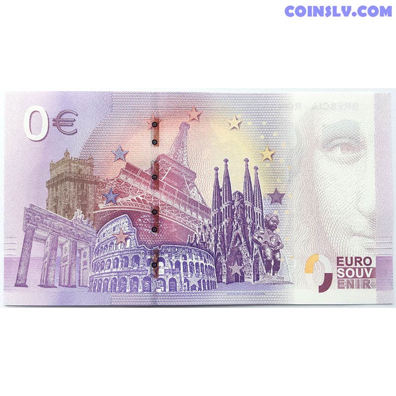 thumbnail image 2 of 2022 Italy 0 Euro Souvenir Banknote – Rome Trevi Fountain – Collectible, Uncirculated (Fior Di Stampa) In Protective Sleeve 2 of 6