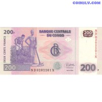 Congo, Democratic Republic 200 Francs 2022 UNC