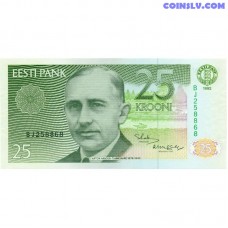 Igaunija 25 krooni 1992 UNC banknote ar Anton Hansen Tammsaare portretu un Vargamäe muzeju