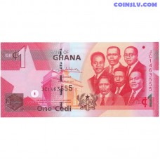 Gana 1 Cedi 2017 P-37g UNC priekšpuse ar Big Six līderiem, aizmugure ar Akosombo HES