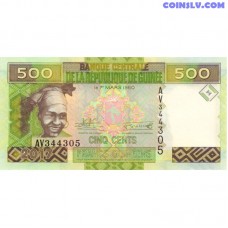 Gvineja 500 Gvinejas franki 2017 UNC zaļa banknote Pick P-47b ar smaidīgu sievieti un rūpniecisku motīvu