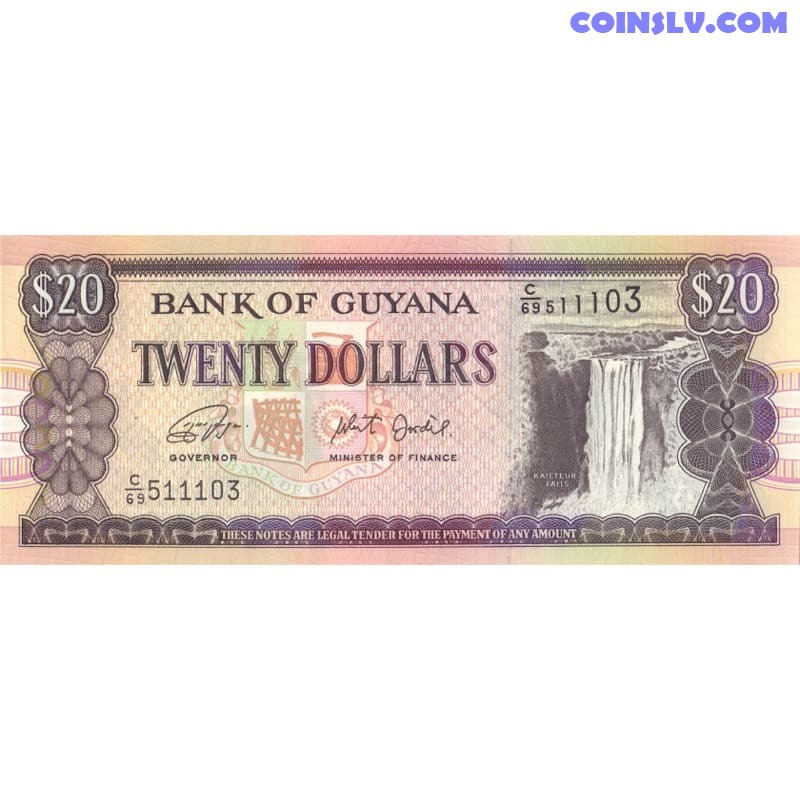 thumbnail image 2 of Six Guyana UNC Notes - Same Denominations - 1983-2018 Various Prefixes & Signatures 2 of 5