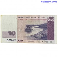 Latvija 10 Latu 2008 VF (P-54) banknote averss un reverss