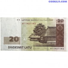 Latvija 20 Latu 2004 VF banknote P-51a averss un reverss