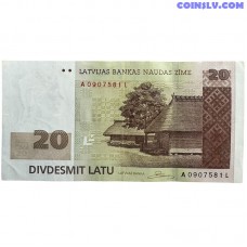 Latvia 20 Latu 2009 XF banknote P-55b obverse and reverse