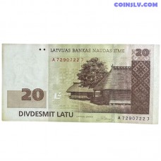 Latvija 20 Latu 2009 VF banknote P-55b averss un reverss
