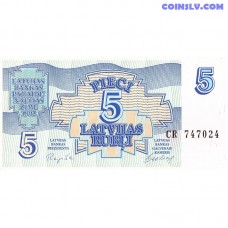 Банкнота Латвия 5 Рубли 1992 год Pick P‑37 UNC