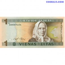 Lithuania 1 Litas 1994 banknote with Julija Žemaitė