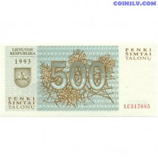Lithuania 500 Talonas 1993 UNC banknote
