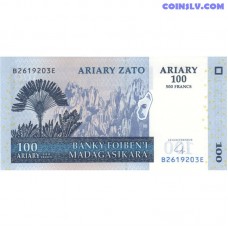 Мадагаскар 100 Ариари 2004/2008 P86b UNC банкнота лицевая и оборотная стороны