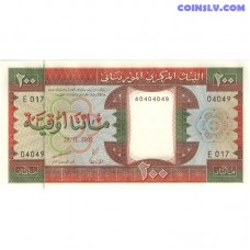 Mauritania 200 Ouguiya banknote issued in 2002