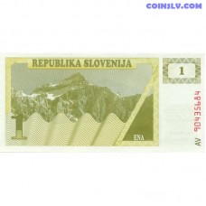 Slovēnija 1 Tolārs 1990 UNC banknote Pick P-1 ar Triglava kalna attēlu