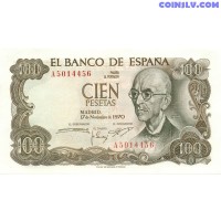 Spain 100 Pesetas 1970 UNC 