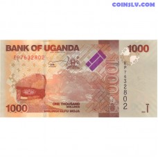 Uganda 1000 Šiliņi 2021 P-49f UNC priekšpuse ar cilvēka siluetu un Ugandas ģerboni, aizmugure ar antilopēm