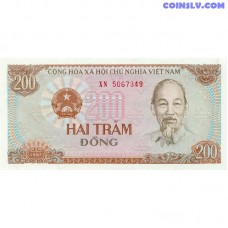 Vjetnamas 200 Dongu 1987 UNC kolekcionējama banknote