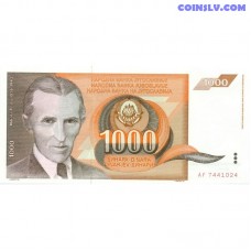 Yugoslavia 1,000 Dinara 1990 banknote front and back