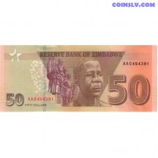 Zimbabwe 50 Dollars 2020 UNC banknote with portrait of national heroine Mbuya Nehanda and Chiremba Balancing Rocks